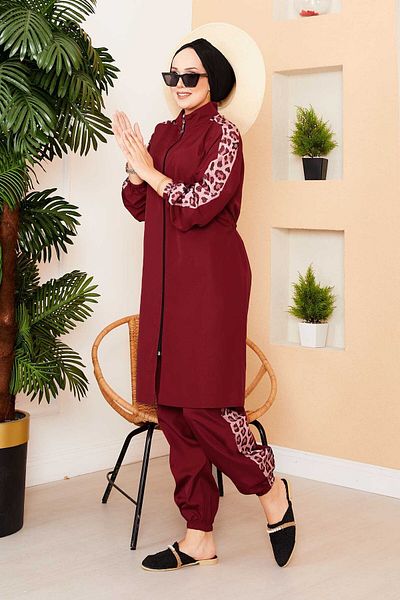 EBRUTESETTÜR Leopard Garnished Hijab Swimsuit