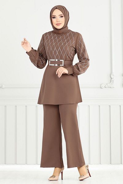 ModaMerve Σετ Hijab με ζώνη επικάλυψης 2691SL890-M Dark Vision