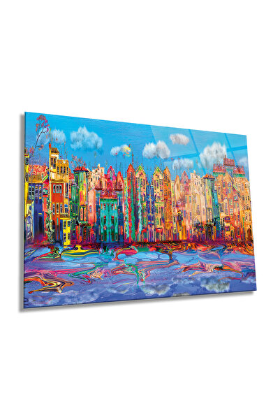 Rosyvien Vopsea în ulei Vedere orașul Veneția Pictură orizontală pe sticlă, m...