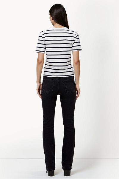 French Connection Stripes Cotton Blend Crew Neck T-Shirt
