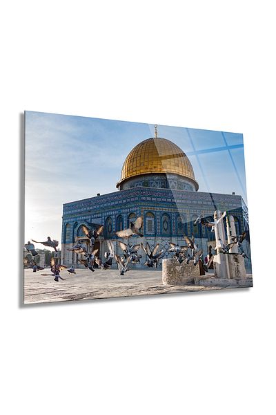 Rosyvien Mescid-i Aksa Jerusalem Tablou orizontal din sticlă, islamic, decor de perete pentru casă și birou, cadou de lux