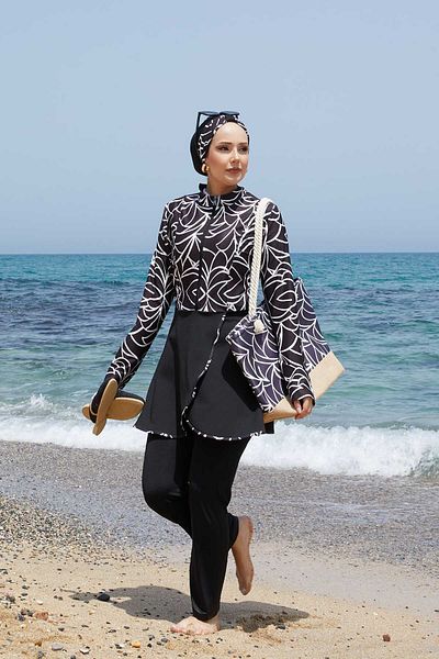 EBRUTESETTÜR Front Half Zipper Skirt Allerli Hijab Swimsuit