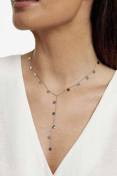 New Obsessions Sequin Silver Color Y Necklace