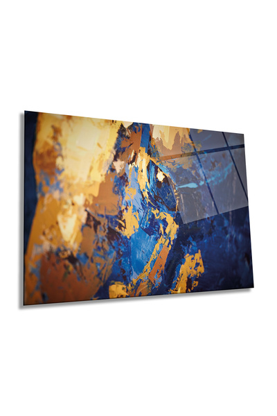 Rosyvien Pictură Orizontală în Sticlă Detalii Aurii Abstracte, Modernă, Decor...