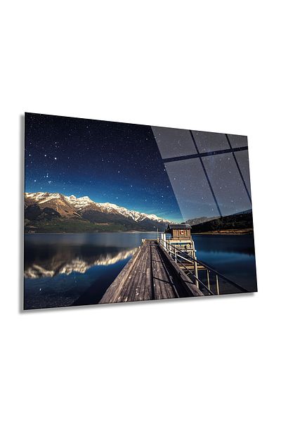 Rosyvien Peisaj de stele de noapte pe schelet, pictură orizontală pe sticlă, decor de perete pentru casă și birou, cadou de lux