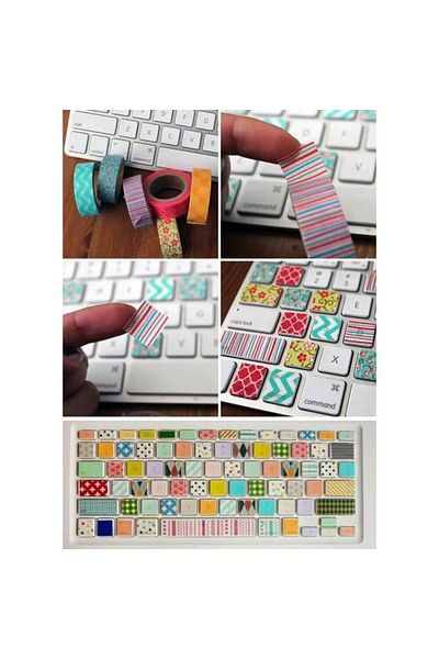 daço Daco Printed Adhesive Tape, Pattern Stick Me Fun Pattern, 1.5cm x 5m, 3 Pieces/Set, Multicolor