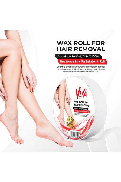 Viva Professional Non-Woven Paper Wax Roll for Hair Removal, 7cm x 100m, 70GSM, White | Wax Strips