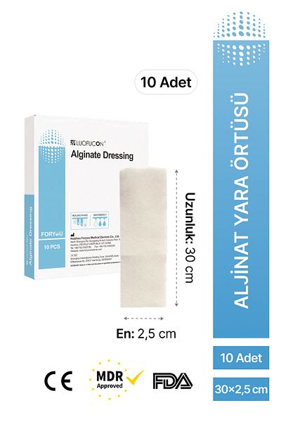 luofucon Calcium Alginate Fiber Highly Absorbent Wound Cover Porous Wound Dressing 30X2.5 cm (10 Pcs)