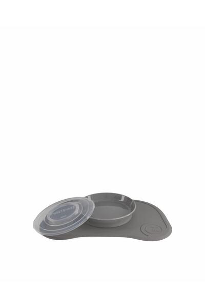 Twistshake Gray Vacuum Baby and Child Plate and Food Mat Set