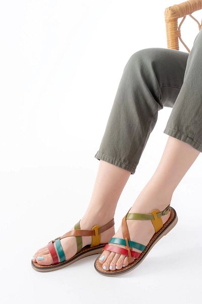 TB Terzi Bey 205-05 Multi Orthopedic Genuine Leather Women's Sandals