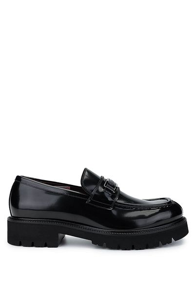 Valentino Men's Genuine Leather Black Loafer Shoes