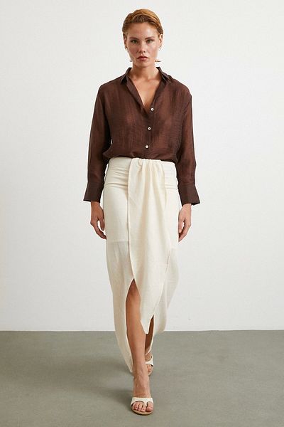 Never more Front Tie Skirt Cream