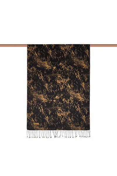 ipekevi Black Gold Marble Patterned Silk Shawl