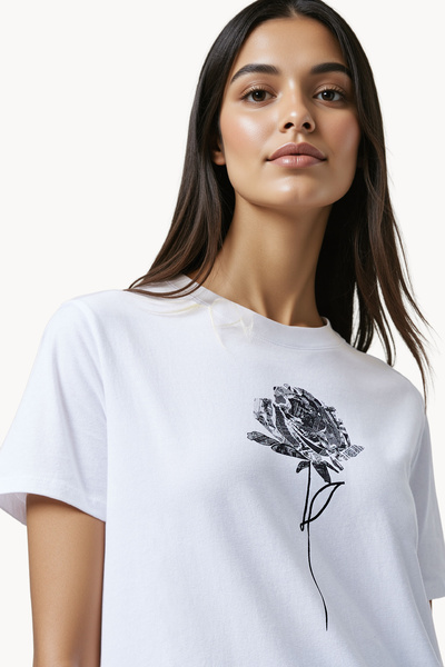 French Connection Printed Cotton Crew Neck T-Shirt