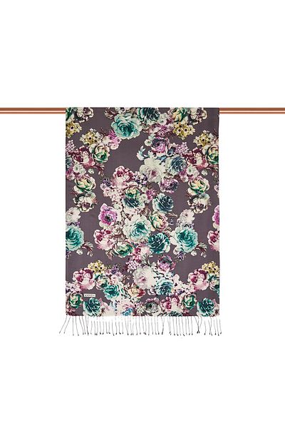 ipekevi Fig Purple Rose Leather Patterned Silk Shawl