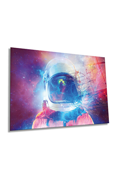 Rosyvien Pictură pe sticlă orizontală astronaut pictată colorată, univers și ...
