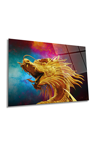 Rosyvien Masa orizontala din sticla Dragon Glorious Galben, Lux cu detalii au...