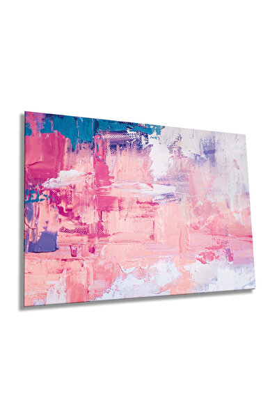 Rosyvien Pictură în ulei Aspect albastru roz cu model orizontal de sticlă, mo...