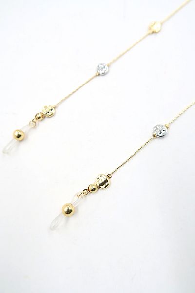 VAGGON Women's Silver Gold Piping Beaded Glasses Chain Prmx13838