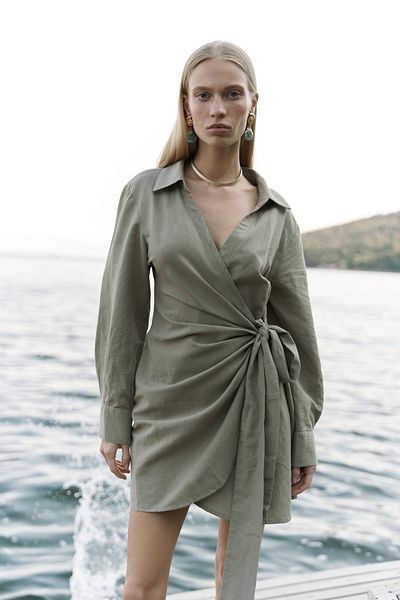BOHEMAİ Gormelia Tie-Up Khaki Dress