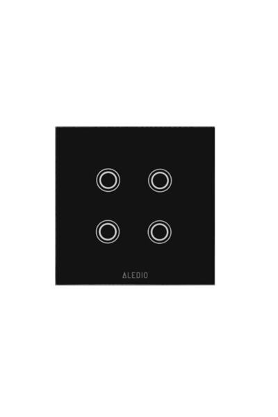 ALEDIO Intrerupator inteligent cvadruplu, cu touch, rama din sticla, WiFi, negru