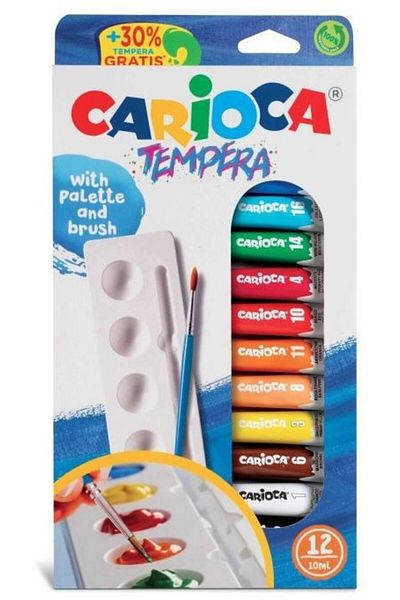 CARIOCA Carioca tempera watercolors 12 colors 10 ml with tray