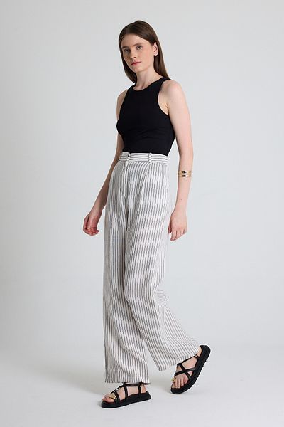 Rays Black Wide Leg Striped Trousers 2334