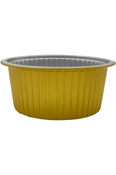 Ideal Pack عبوات طعام دائرية من الألومنيوم الذهبي سعة ٥٢٠ مل مع أغطية - ٥ قطع...