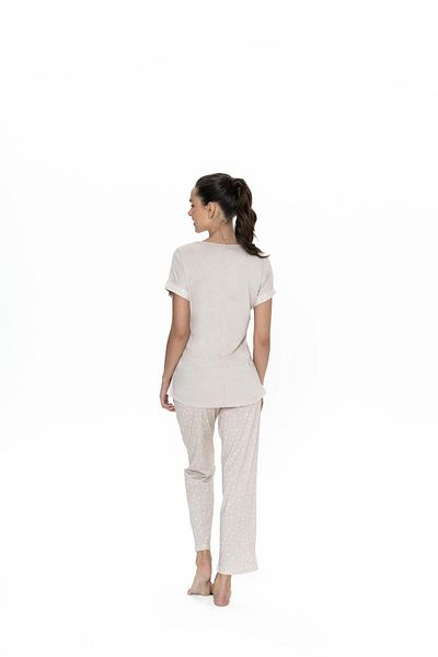 U.S. Polo Assn. Costum de pijama pentru femei Polo, cu gât scurt, 50% bumbac, 50% modal