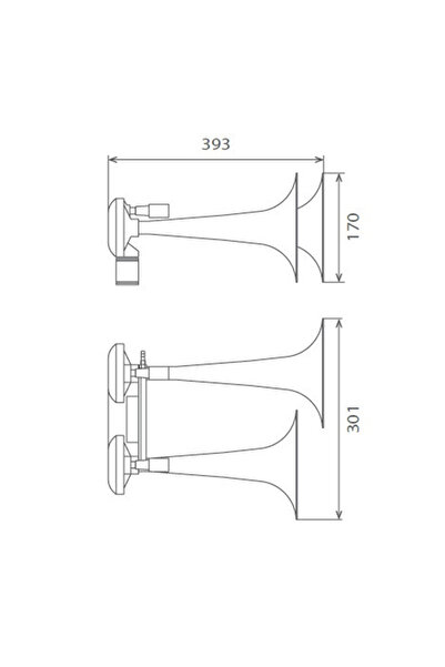 Seger Μαύρη Μεταλλική Κόρνα Φορτηγού με 2 Κόρνες, Μελωδική, 24V 1A