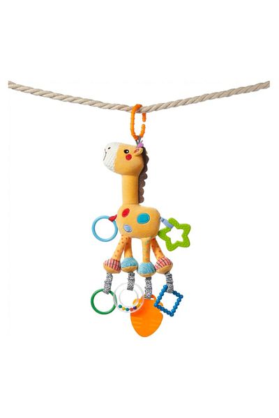 tumama Plush Rattle Toy, Giraffe Model, Silicone Parts for Teething, Tumama®, Orange