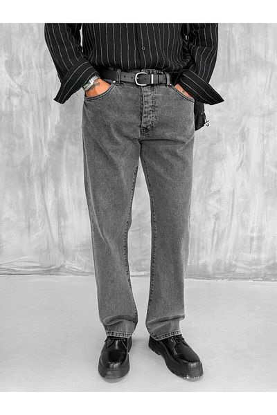 ablukaonline Men's Baggy Fit Jean Trousers Dark Gray