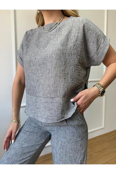 Size Özgü Gray Side Slit Suit