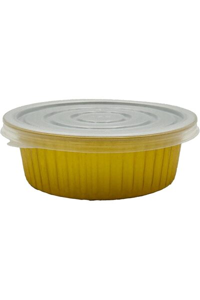 Ideal Pack علب طعام دائرية من الألومنيوم الذهبي سعة 620 مل - 5 قطع مع أغطية