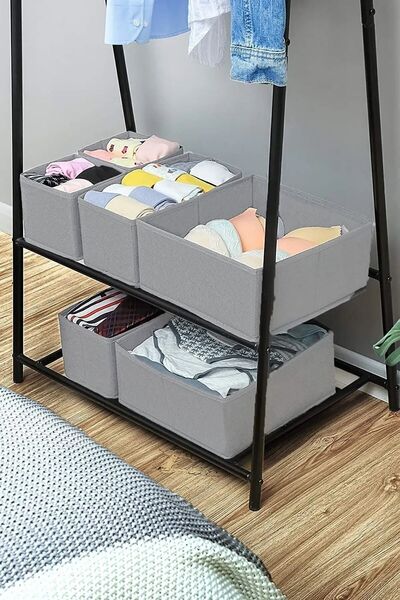Spartek home textile 6-Piece Gray - Drawer Cabinet Organizer Box