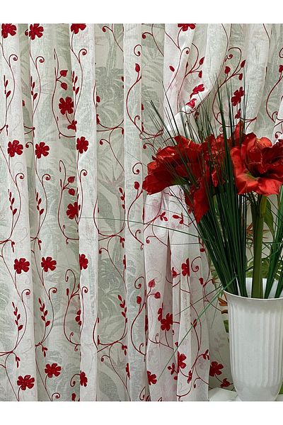 Liz Line Embroidered linen curtain, with rejansa, different sizes and colors, from the "Inna floral" collection by Liz Line
