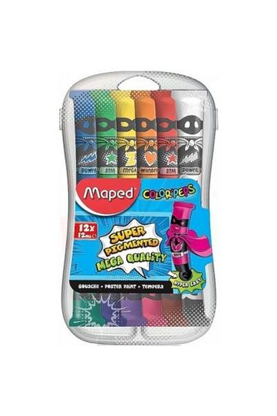 Maped Water-based tempera, 12 colors/set, 12 ml tube,