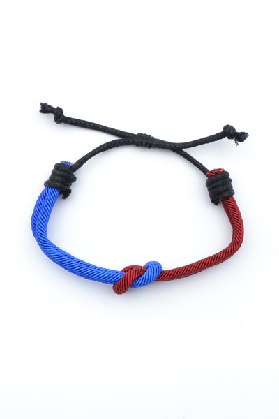 Bu Farklı Burgundy Blue Fan Macrame Rope Bracelet - Adjustable Bracelet - Women's Men's Bracelet