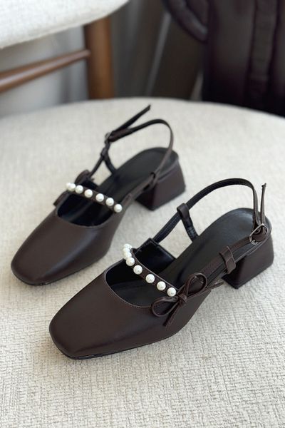 GOFFSHOES Pantofi de damă Maste Pearl cu toc mic - maro-piele