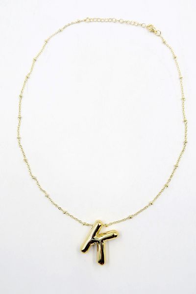 VAGGON Women's Gold 3D Letter K Gold Necklace Prmx13859