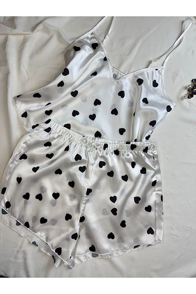 ROZENİN LINGERIE Adjustable Strap Satin Pajama Set
