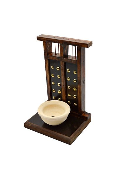 Others Traditional wooden incense burner in the shape of an old door