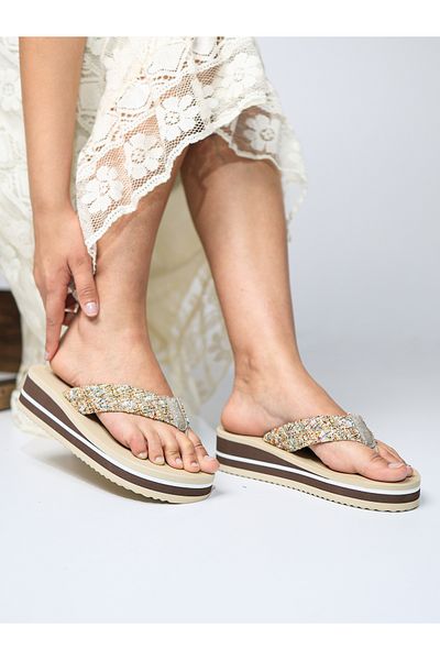HANOX Talia Retro Wedge Heel Women's Flip Flops Beach Slippers Flip Flops (4.0) cm