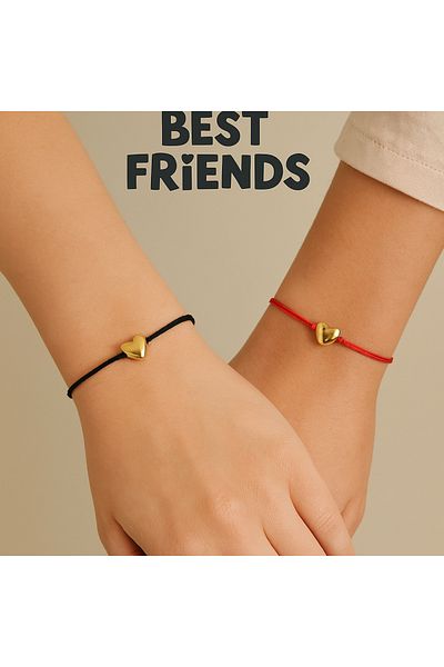 materialist Double Heart Friendship Bracelet - Best Friends Gift Set