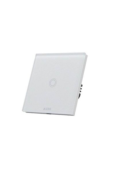 ALEDIO Intrerupator cap-scara simplu, cu touch, rama din sticla, alb, Aledio