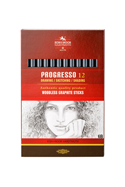 Progresso Koh-I-Noor Progresso 6B – Creioane Grafit Integral (Fără Lemn), 7 mm