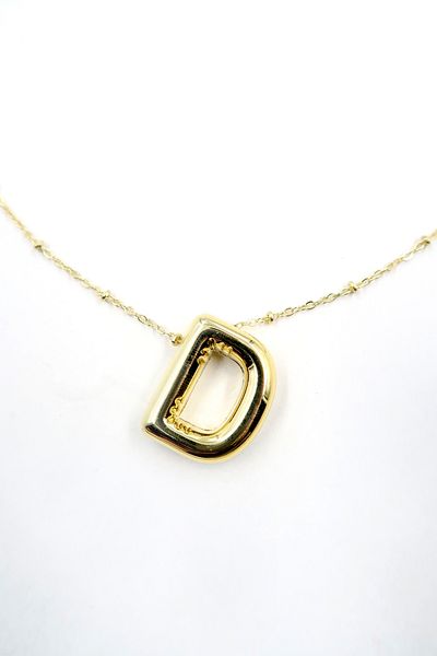 VAGGON Women's Gold 3D Letter D Gold Necklace Prmx13854