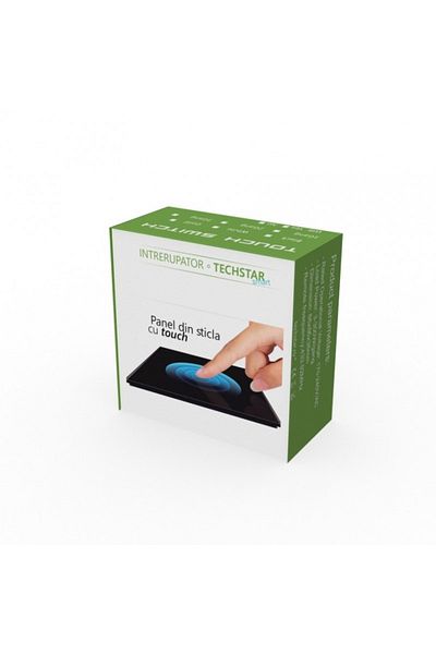 TECHSTAR Întrerupător tactil inteligent, wireless 2.4ghz, sticlă securizată, design modern, iluminare LED, 4 faze