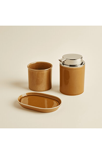 TermaCraft Luxury 3'lü Porselen Banyo Seti - Kahverengi