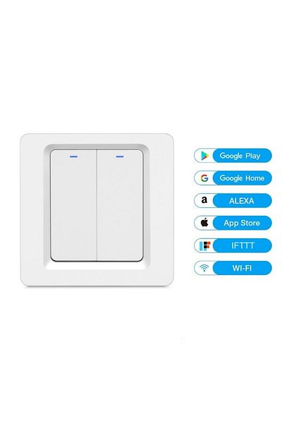 TECHSTAR Întrerupător inteligent ®, wireless 2.4ghz, buton cu revenire, design clasic, iluminare LED, 2 faze